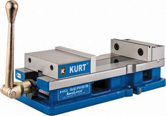 Kurt - 6" Jaw Width, 9-1/16" Jaw Opening Capacity, Horizontal Stationary Machine Vise - Manual Operation, 5,250 Lb Capacity, 1 Station, 18.32" Long x 4.86" High x 1-31/64" Deep, 1.735" Jaw Height, 5,250 Lb Max Clamp Force - Industrial Tool & Supply