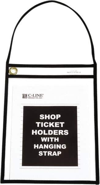 C-LINE - 15 Piece Clear Hanging Strap Stitched Shop Ticket Holder - 12" High x 9" Wide - Industrial Tool & Supply