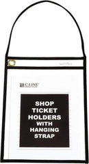 C-LINE - 15 Piece Clear Hanging Strap Stitched Shop Ticket Holder - 12" High x 9" Wide - Industrial Tool & Supply