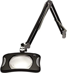 O.C. White - 43 Inch, Swing Arm, Clamp on, LED, Black, Magnifying Task Light - 8 Watt, 2x Magnification, 7 Inch Wide, 5-1/4 Inch Long - Industrial Tool & Supply