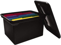ADVANTUS - 1 Compartment, 14-1/8 Inch Wide x 18 Inch Deep x 10-3/4 Inch High, Portable File Box - Plastic, Black - Industrial Tool & Supply