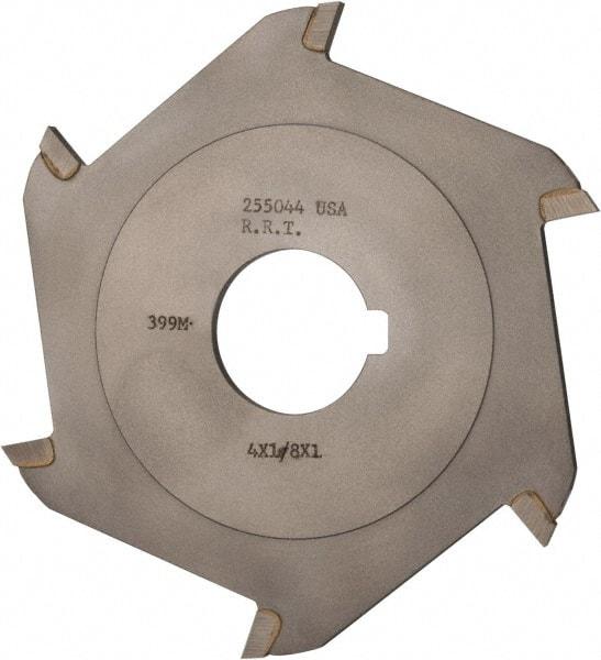 Made in USA - 4" Diam x 1/8" Blade Thickness x 1" Arbor Hole Diam, 6 Tooth Slitting and Slotting Saw - Arbor Connection, Right Hand, Uncoated, Carbide-Tipped, Contains Keyway - Industrial Tool & Supply