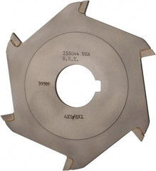 Made in USA - 4" Diam x 1/8" Blade Thickness x 1" Arbor Hole Diam, 6 Tooth Slitting and Slotting Saw - Arbor Connection, Right Hand, Uncoated, Carbide-Tipped, Contains Keyway - Industrial Tool & Supply