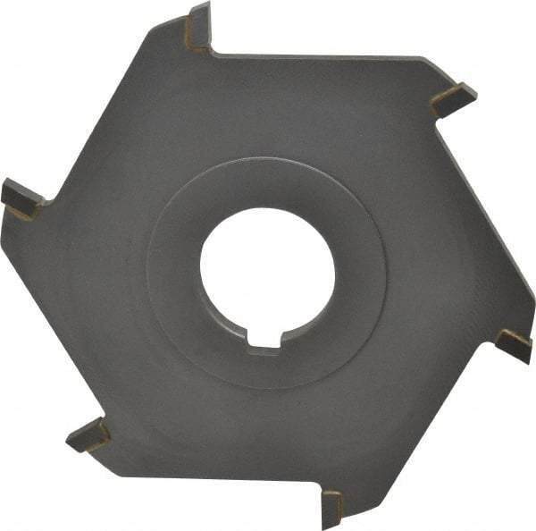 Made in USA - 4" Diam x 3/16" Blade Thickness x 1" Arbor Hole Diam, 6 Tooth Slitting and Slotting Saw - Arbor Connection, Right Hand, Uncoated, Carbide-Tipped, Contains Keyway - Industrial Tool & Supply