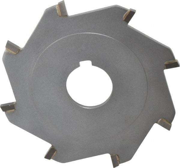 Made in USA - 4" Diam x 1/8" Blade Thickness x 1" Arbor Hole Diam, 8 Tooth Slitting and Slotting Saw - Arbor Connection, Right Hand, Uncoated, Carbide-Tipped, Contains Keyway - Industrial Tool & Supply
