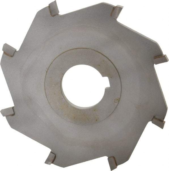 Made in USA - 4" Diam x 3/16" Blade Thickness x 1" Arbor Hole Diam, 8 Tooth Slitting and Slotting Saw - Arbor Connection, Right Hand, Uncoated, Carbide-Tipped, Contains Keyway - Industrial Tool & Supply