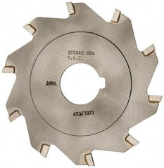 Made in USA - 4" Diam x 3/32" Blade Thickness x 1" Arbor Hole Diam, 10 Tooth Slitting and Slotting Saw - Arbor Connection, Right Hand, Uncoated, Carbide-Tipped, Contains Keyway - Industrial Tool & Supply