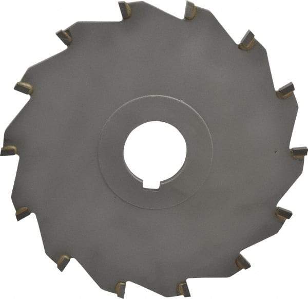 Made in USA - 6" Diam x 1/4" Blade Thickness x 1-1/4" Arbor Hole Diam, 14 Tooth Slitting and Slotting Saw - Arbor Connection, Right Hand, Uncoated, Carbide-Tipped, Contains Keyway - Industrial Tool & Supply