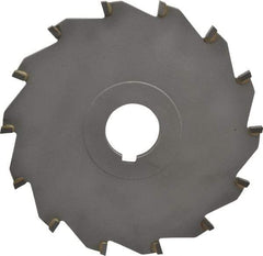 Made in USA - 6" Diam x 1/4" Blade Thickness x 1-1/4" Arbor Hole Diam, 14 Tooth Slitting and Slotting Saw - Arbor Connection, Right Hand, Uncoated, Carbide-Tipped, Contains Keyway - Industrial Tool & Supply