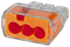 Ideal - 3 Port, 18 to 12 AWG Compatible, Push-In Wire Connector - 0.78" OAL x 0.69" OAW x 0.38" OAH, Orange - Industrial Tool & Supply