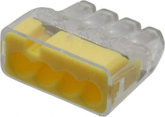 Ideal - 4 Port, 18 to 12 AWG Compatible, Push-In Wire Connector - 0.78" OAL x 0.82" OAW x 0.38" OAH, Yellow - Industrial Tool & Supply