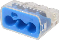 Ideal - 3 Port, 14 to 10 AWG Compatible, Push-In Wire Connector - 0.78" OAL x 0.086" OAW x 0.45" OAH, Blue - Industrial Tool & Supply