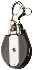 Ronstan - 2, 200 Lbs. Load Limit, Side Release Snatch Block - Single Sheave, 2-1/2 Inch Outside Diameter, Fibrous Rope, 1/2 Inch Diameter, Stainless Steel 316, Stainless Finish - Industrial Tool & Supply