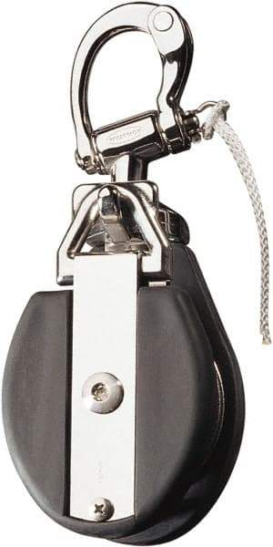 Ronstan - 6, 610 Lbs. Load Limit, Side Release Snatch Block - Single Sheave, 3-1/4 Inch Outside Diameter, Fibrous Rope, 3/4 Inch Diameter, Stainless Steel 316, Stainless Finish - Industrial Tool & Supply