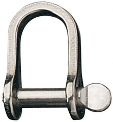 Ronstan - 5/16" Nominal Chain Size, 2.8 Ton Stainless Steel Screw D Shackle - 5/16" Diam, 5/16" Pin Diam, 1-5/32" High Inside Jaw, 5/8" Inside Width, 3/4" Max Body Thickness - Industrial Tool & Supply