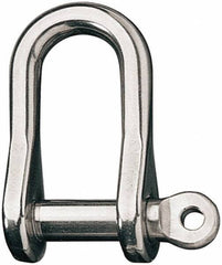 Ronstan - 3/8" Nominal Chain Size, 4 Ton Stainless Steel Screw D Shackle - 3/8" Diam, 3/8" Pin Diam, 1-1/2" High Inside Jaw, 21/32" Inside Width, 7/8" Max Body Thickness - Industrial Tool & Supply