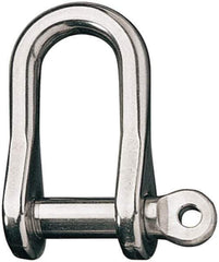 Ronstan - 1/2" Nominal Chain Size, 8.25 Ton Stainless Steel Screw D Shackle - 1/2" Diam, 1/2" Pin Diam, 1-5/8" High Inside Jaw, 3/4" Inside Width, 7/8" Max Body Thickness - Industrial Tool & Supply
