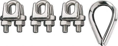 Ronstan - 1/8" Wire Rope Thimble Clip Kit - 316 Stainless Steel, Electropolished - Industrial Tool & Supply