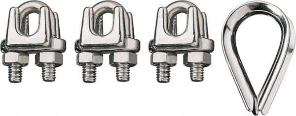 Ronstan - 1/4" Wire Rope Thimble Clip Kit - 316 Stainless Steel, Electropolished - Industrial Tool & Supply