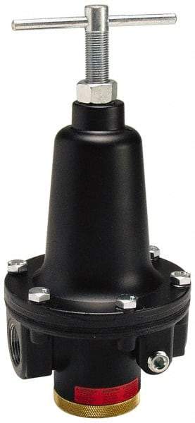 Parker - 1-1/2 NPT Port, 500 CFM, Zinc Heavy-Duty T-Handle Regulator - 2 to 125 psi Range, 300 Max psi Supply Pressure, 1/4" Gauge Port Thread, 4.94" Wide x 10.34" High - Industrial Tool & Supply