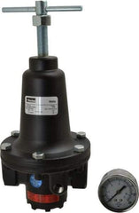Parker - 3/4 NPT Port, 400 CFM, Zinc Heavy-Duty T-Handle Regulator - 2 to 125 psi Range, 300 Max psi Supply Pressure, 1/4" Gauge Port Thread, 4.38" Wide x 10" High - Industrial Tool & Supply