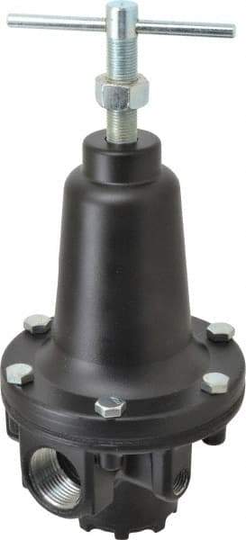 Parker - 1 NPT Port, 500 CFM, Zinc Heavy-Duty T-Handle Regulator - 2 to 125 psi Range, 300 Max psi Supply Pressure, 1/4" Gauge Port Thread, 4.38" Wide x 10" High - Industrial Tool & Supply