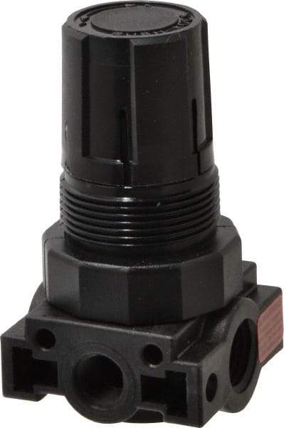 Parker - 1/4 NPT Port, Plastic Miniature Regulator - 0 to 60 psi Range, 150 Max psi Supply Pressure, 1/8" Gauge Port Thread, 1.6" Wide x 3.1" High - Industrial Tool & Supply