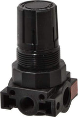 Parker - 1/4 NPT Port, Plastic Miniature Regulator - 0 to 60 psi Range, 150 Max psi Supply Pressure, 1/8" Gauge Port Thread, 1.6" Wide x 3.1" High - Industrial Tool & Supply