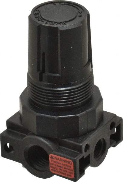 Parker - 1/4 NPT Port, Plastic Miniature Regulator - 0 to 25 psi Range, 150 Max psi Supply Pressure, 1/8" Gauge Port Thread, 1.6" Wide x 3.1" High - Industrial Tool & Supply