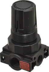 Parker - 1/4 NPT Port, Plastic Miniature Regulator - 0 to 25 psi Range, 150 Max psi Supply Pressure, 1/8" Gauge Port Thread, 1.6" Wide x 3.1" High - Industrial Tool & Supply