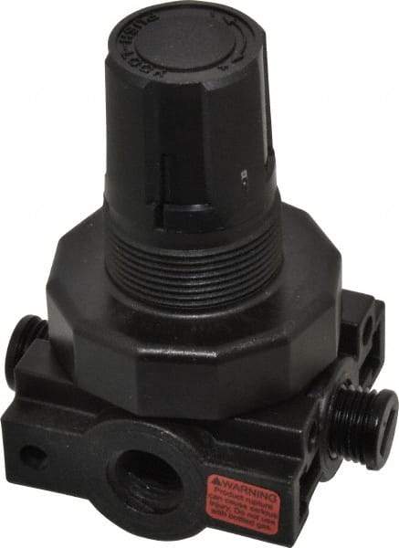 Parker - 1/4 NPT Port, Plastic Miniature Regulator - 0 to 25 psi Range, 150 Max psi Supply Pressure, 1/4" Gauge Port Thread, 2.06" Wide x 3.43" High - Industrial Tool & Supply