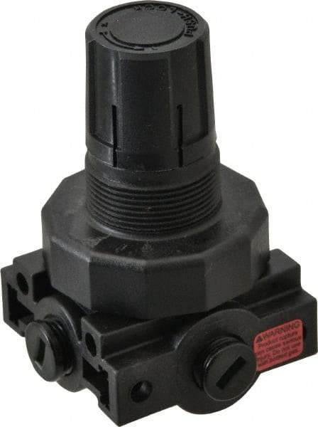 Parker - 1/4 NPT Port, Plastic Miniature Regulator - 0 to 125 psi Range, 150 Max psi Supply Pressure, 1/4" Gauge Port Thread, 2.06" Wide x 3.43" High - Industrial Tool & Supply