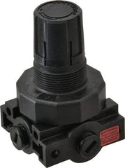 Parker - 1/4 NPT Port, Plastic Miniature Regulator - 0 to 125 psi Range, 150 Max psi Supply Pressure, 1/4" Gauge Port Thread, 2.06" Wide x 3.43" High - Industrial Tool & Supply