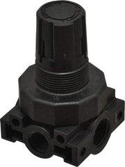 Parker - 3/8 NPT Port, Plastic Miniature Regulator - 0 to 60 psi Range, 150 Max psi Supply Pressure, 1/4" Gauge Port Thread, 2.06" Wide x 3.43" High - Industrial Tool & Supply