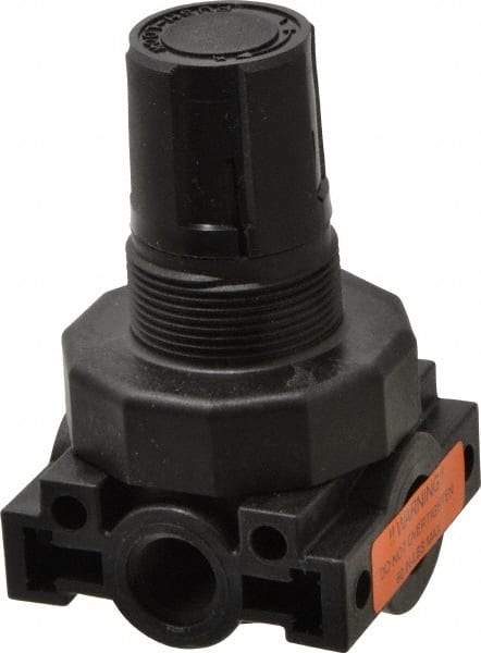 Parker - 1/4 NPT Port, Plastic Miniature Regulator - 0 to 25 psi Range, 150 Max psi Supply Pressure, 1/4" Gauge Port Thread, 2.06" Wide x 3.43" High - Industrial Tool & Supply