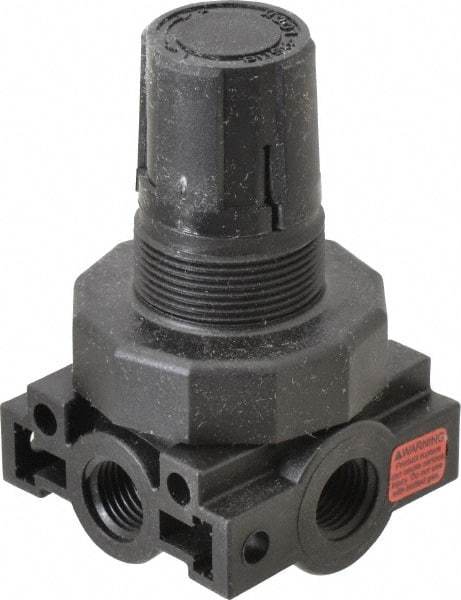 Parker - 1/4 NPT Port, Plastic Miniature Regulator - 0 to 60 psi Range, 150 Max psi Supply Pressure, 1/4" Gauge Port Thread, 2.06" Wide x 3.43" High - Industrial Tool & Supply
