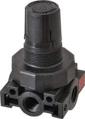 Parker - 1/4 NPT Port, Plastic Miniature Regulator - 0 to 125 psi Range, 150 Max psi Supply Pressure, 1/4" Gauge Port Thread, 2.06" Wide x 3.43" High - Industrial Tool & Supply
