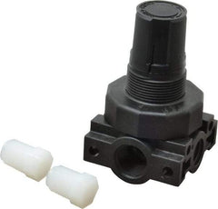 Parker - 3/8 NPT Port, Plastic Miniature Regulator - 0 to 25 psi Range, 150 Max psi Supply Pressure, 1/4" Gauge Port Thread, 2.06" Wide x 3.43" High - Industrial Tool & Supply