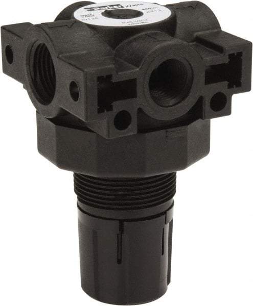Parker - 3/8 NPT Port, Plastic Miniature Regulator - 0 to 125 psi Range, 150 Max psi Supply Pressure, 1/4" Gauge Port Thread, 2.06" Wide x 3.43" High - Industrial Tool & Supply