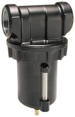 Parker - 1" Port, 8.8" High x 4.9" Wide Heavy Duty Filter with Zinc Bowl, Manual Drain - 240 SCFM, 250 Max psi, 150°F Max Temp, 16 oz Bowl Capacity - Industrial Tool & Supply