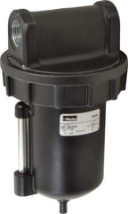 Parker - 3/4" Port, 8.8" High x 4.9" Wide Heavy Duty Filter with Zinc Bowl, Automatic Drain - 220 SCFM, 175 Max psi, 150°F Max Temp, 16 oz Bowl Capacity - Industrial Tool & Supply