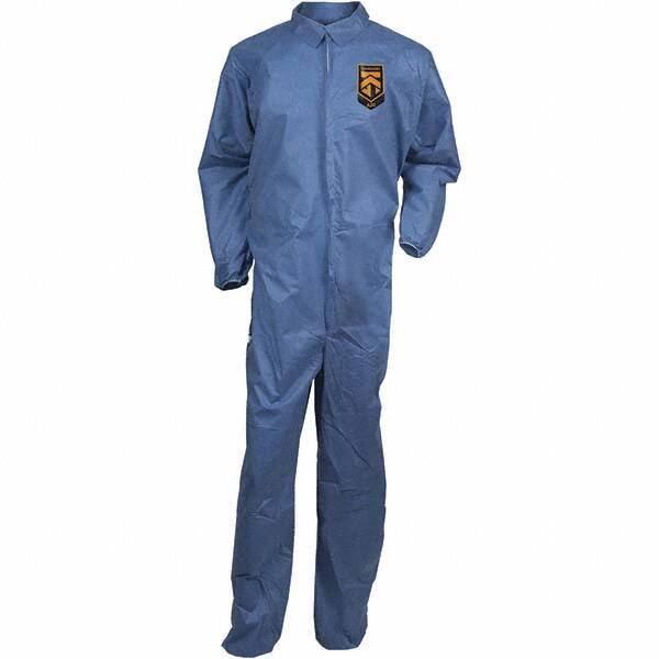 KleenGuard - Size 3XL SMS General Purpose Coveralls - Blue, Zipper Closure, Elastic Cuffs, Elastic Ankles, Seamless - Industrial Tool & Supply