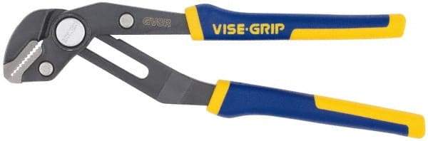 Irwin - 8" OAL, 1-3/4" Jaw Length, Groovelock Pliers - Serrated Jaw, Straight Head, ProTouch Handles - Industrial Tool & Supply
