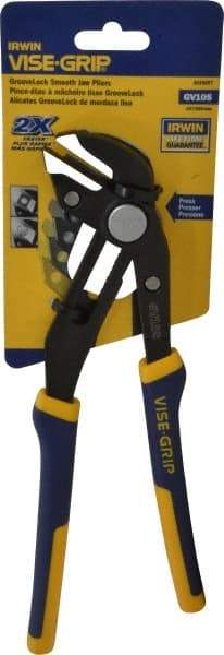 Irwin - 10" OAL, 2-1/4" Jaw Length, Groovelock Pliers - Smooth Jaw, Smooth Head, ProTouch Handles - Industrial Tool & Supply