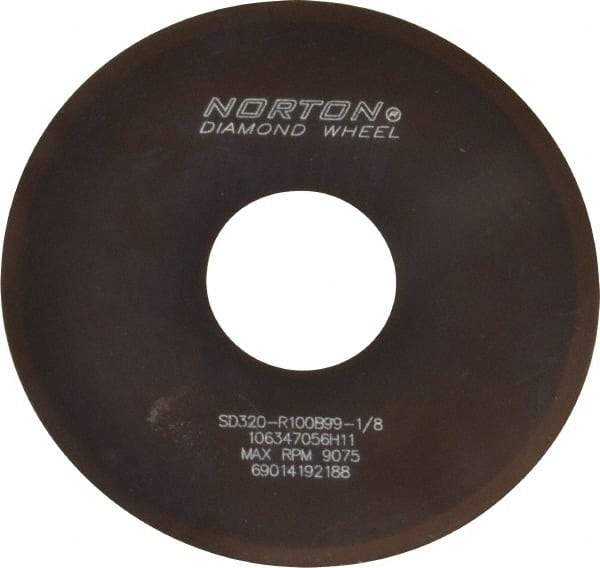 Norton - 4" Diam x 1-1/4" Hole x 0.02" Thick, 320 Grit Surface Grinding Wheel - Diamond, Type 1A1, Extra Fine Grade, Resinoid Bond - Industrial Tool & Supply