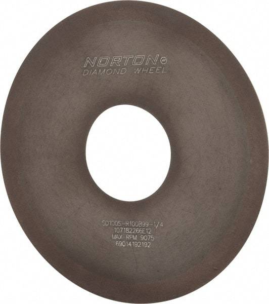 Norton - 4" Diam x 1-1/4" Hole x 1/32" Thick, 100 Grit Surface Grinding Wheel - Diamond, Type 1A1, Fine Grade, Resinoid Bond - Industrial Tool & Supply