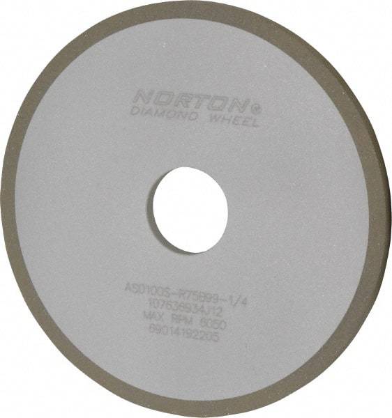 Norton - 6" Diam x 1-1/4" Hole x 1/4" Thick, 100 Grit Surface Grinding Wheel - Diamond, Type 1A1, Fine Grade, Resinoid Bond - Industrial Tool & Supply
