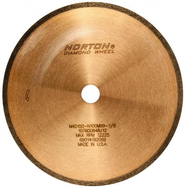 Norton - 5" Diam x 1/2" Hole, 150 Grit Surface Grinding Wheel - Diamond, Type 1A1R, Medium Grade - Industrial Tool & Supply