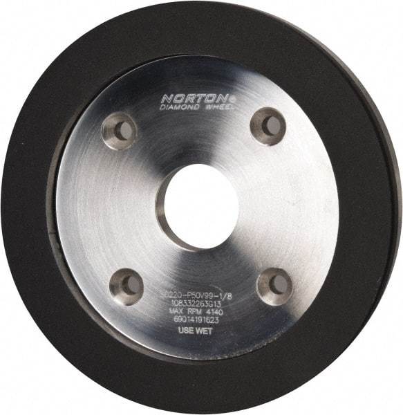 Norton - 6" Diam, 1-1/4" Hole Size, 3/4" Overall Thickness, 220 Grit, Type 6 Tool & Cutter Grinding Wheel - Very Fine Grade, Diamond, P Hardness, Vitrified Bond - Industrial Tool & Supply