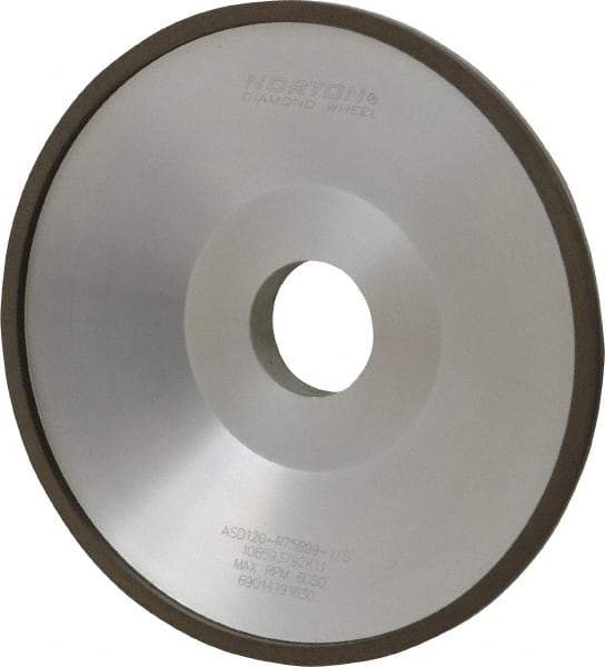 Norton - 6" Diam, 1-1/4" Hole Size, 1" Overall Thickness, 120 Grit, Type 12 Tool & Cutter Grinding Wheel - Fine Grade, Diamond, Resinoid Bond - Industrial Tool & Supply